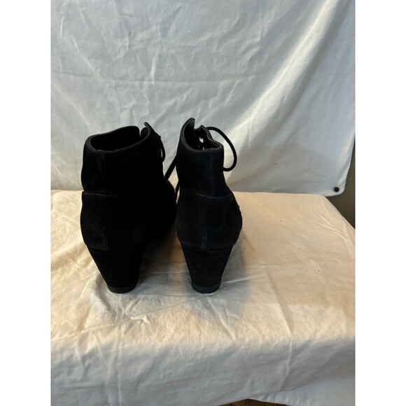 Madden Girl Black Wedge Booties Size 9.5 Tie Up Black Suede - Picture 5 of 6